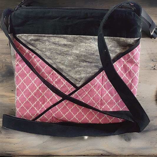 Pink and Grey Crossbody Bag