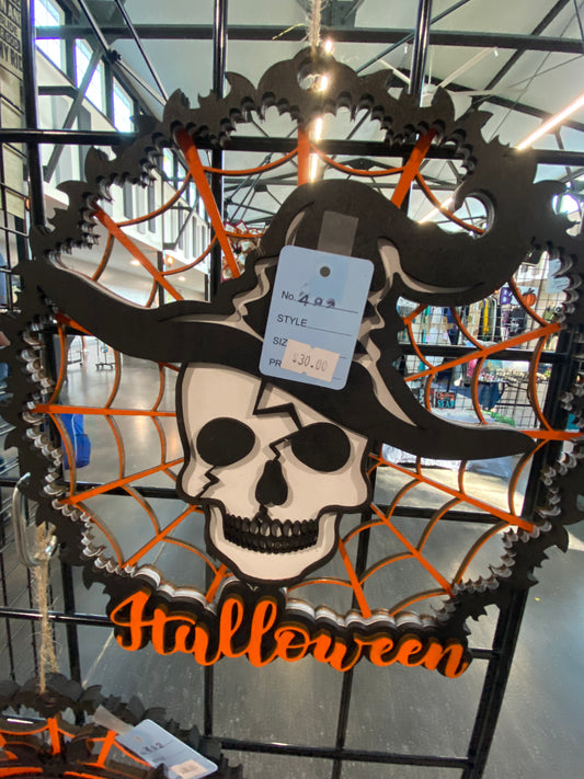 Halloween Skelton Wood Wreath