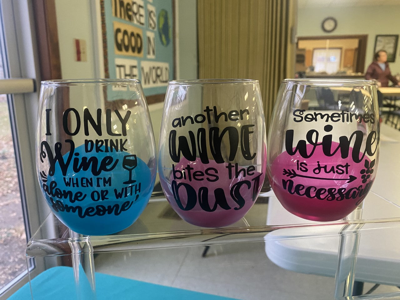 Painted Wine Tumblers with Sayings