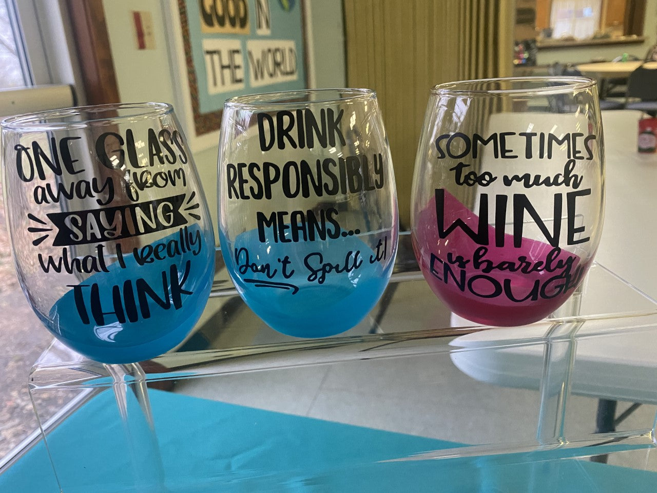 Painted Wine Tumblers with Sayings